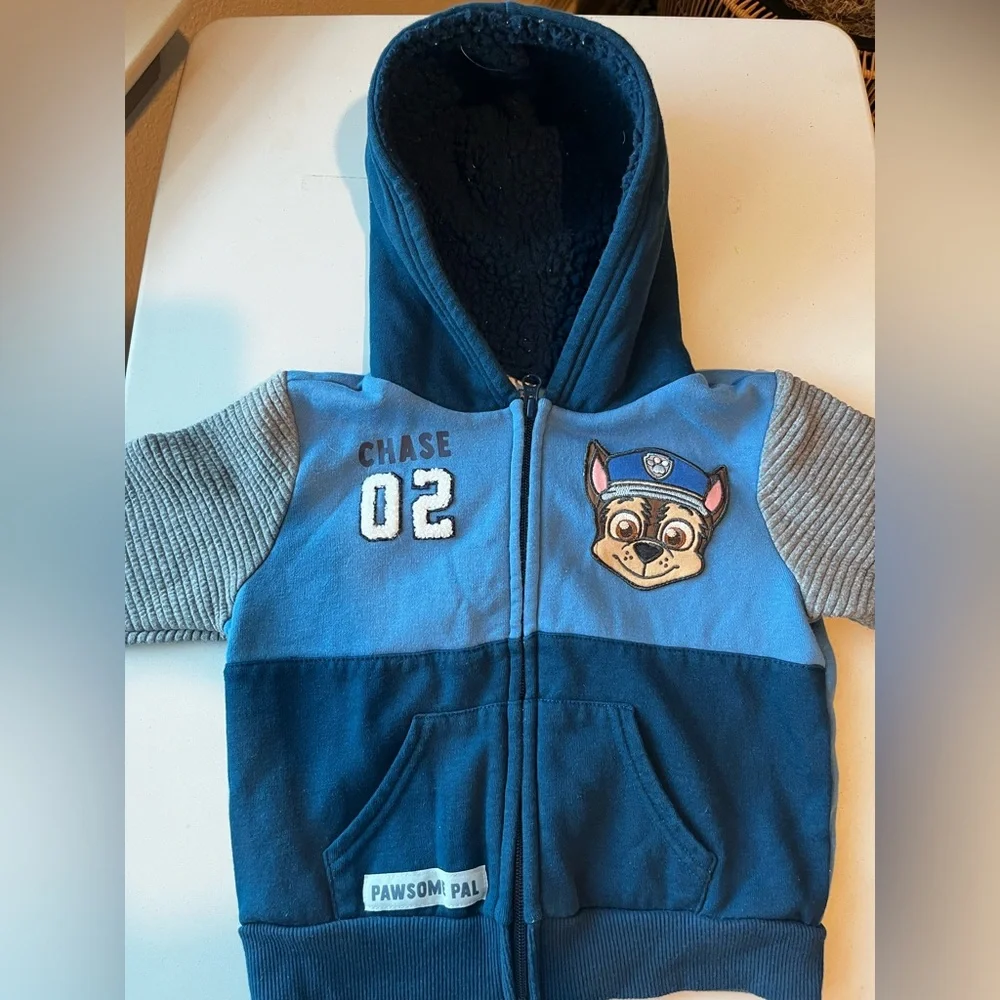 Paw Patrol Chase Zip Up Hoodie Jacket Toddler Boy - Size 3T - Blue Grey - Picture 1 of 7
